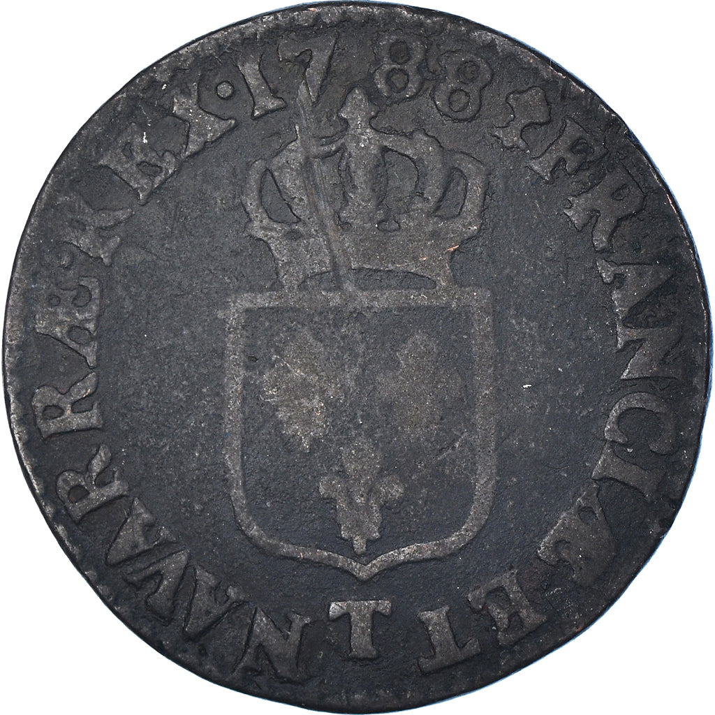 Monnaie, France, Louis XVI, 1/2 Sol ou 1/2 sou, 1/2 Sol, 1788, Nantes, TB