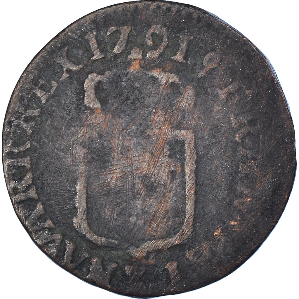 Coin, France, Louis XVI, Liard, Liard, 1791, Bordeaux, VF(20-25), Copper