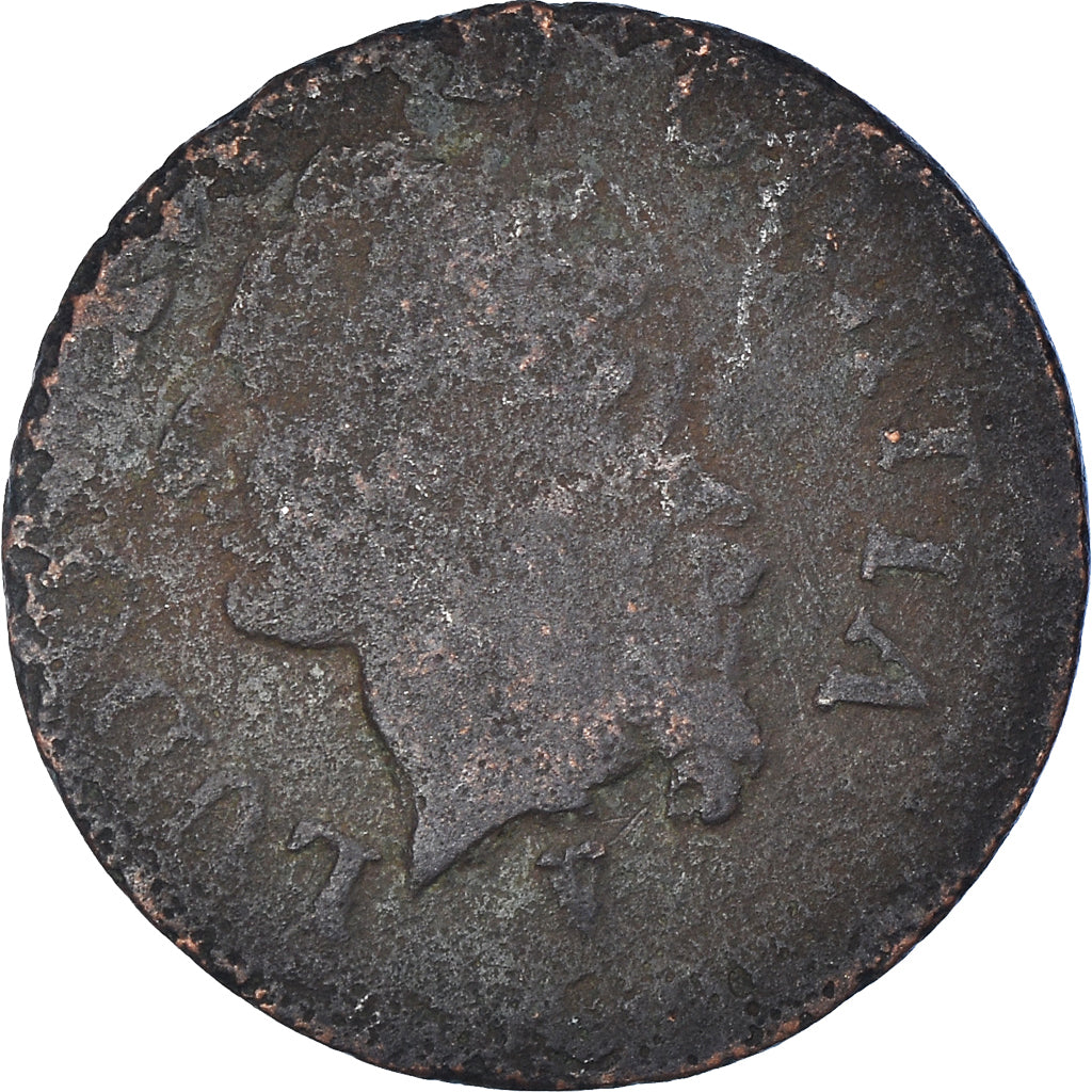 Munten, Frankrijk, Louis XVI, Liard, 1791, FR, Koper, Gadoury:348