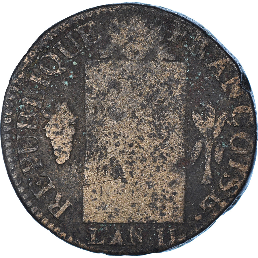 Coin, France, Sol aux balances françoise, Sol, 1793 - AN II, Lyon, VF(20-25)