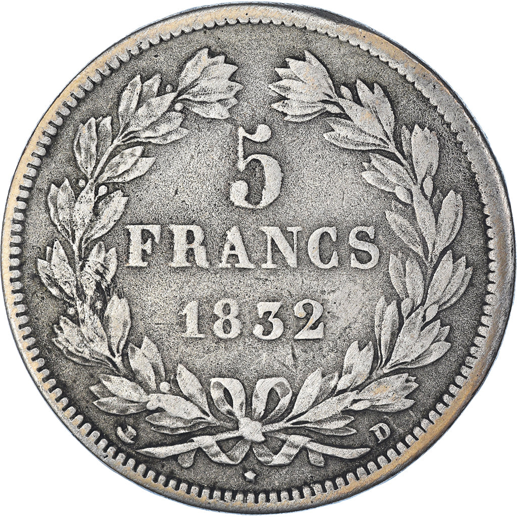 Monnaie, France, Louis-Philippe, 5 Francs, 1832, Lyon, TB+, Argent, KM:749.4