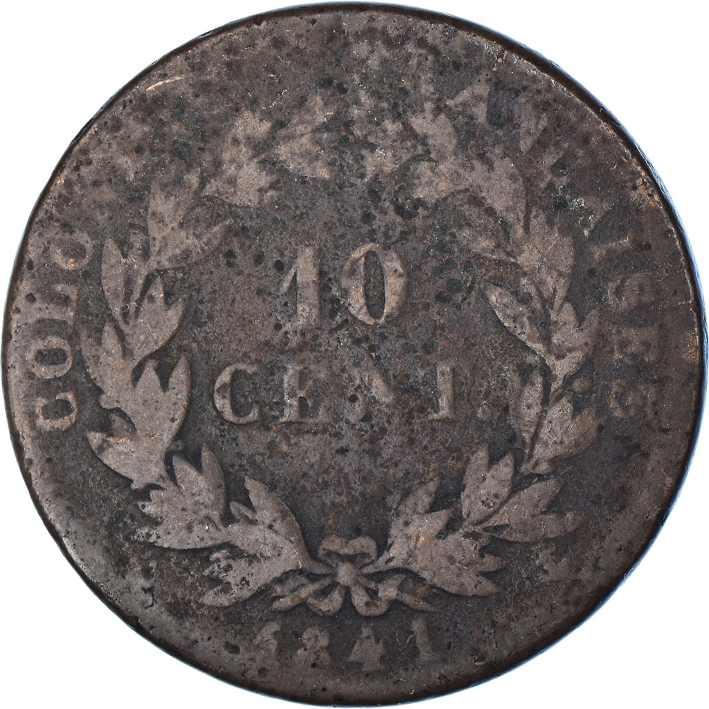 Coin, FRENCH COLONIES, Louis - Philippe, 10 Centimes, 1841, Paris, VG(8-10)