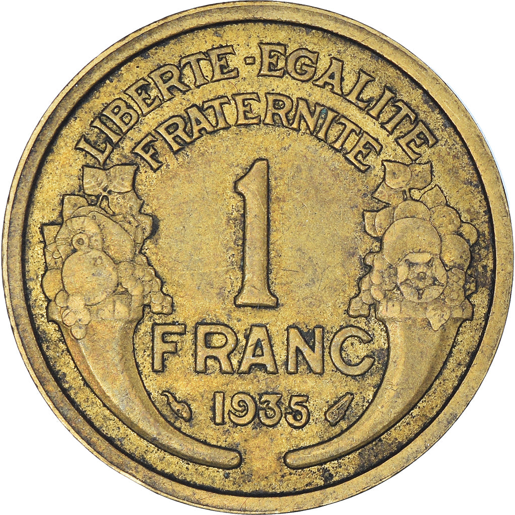 Moneta, Francja, Morlon, Franc, 1935, EF(40-45), Aluminium-Brąz, KM:885