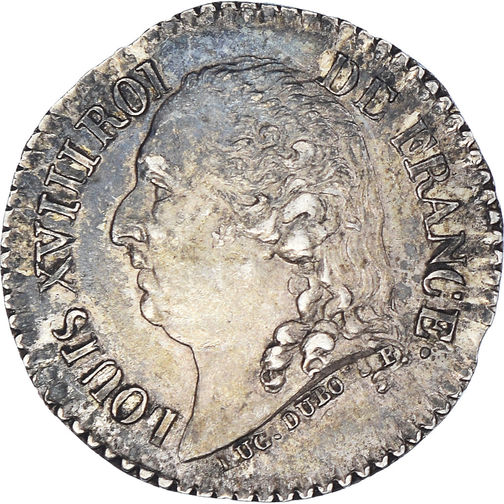 France, Quinaire, Louis XVIII et Henri IV, AU(50-53), Silver