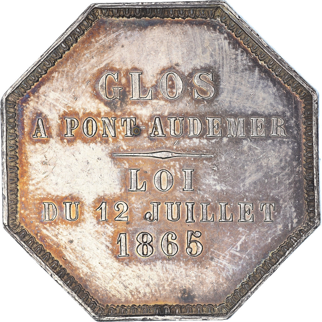 France, Token, Glos à Pont-Audemer, 1865, EF(40-45), Silver