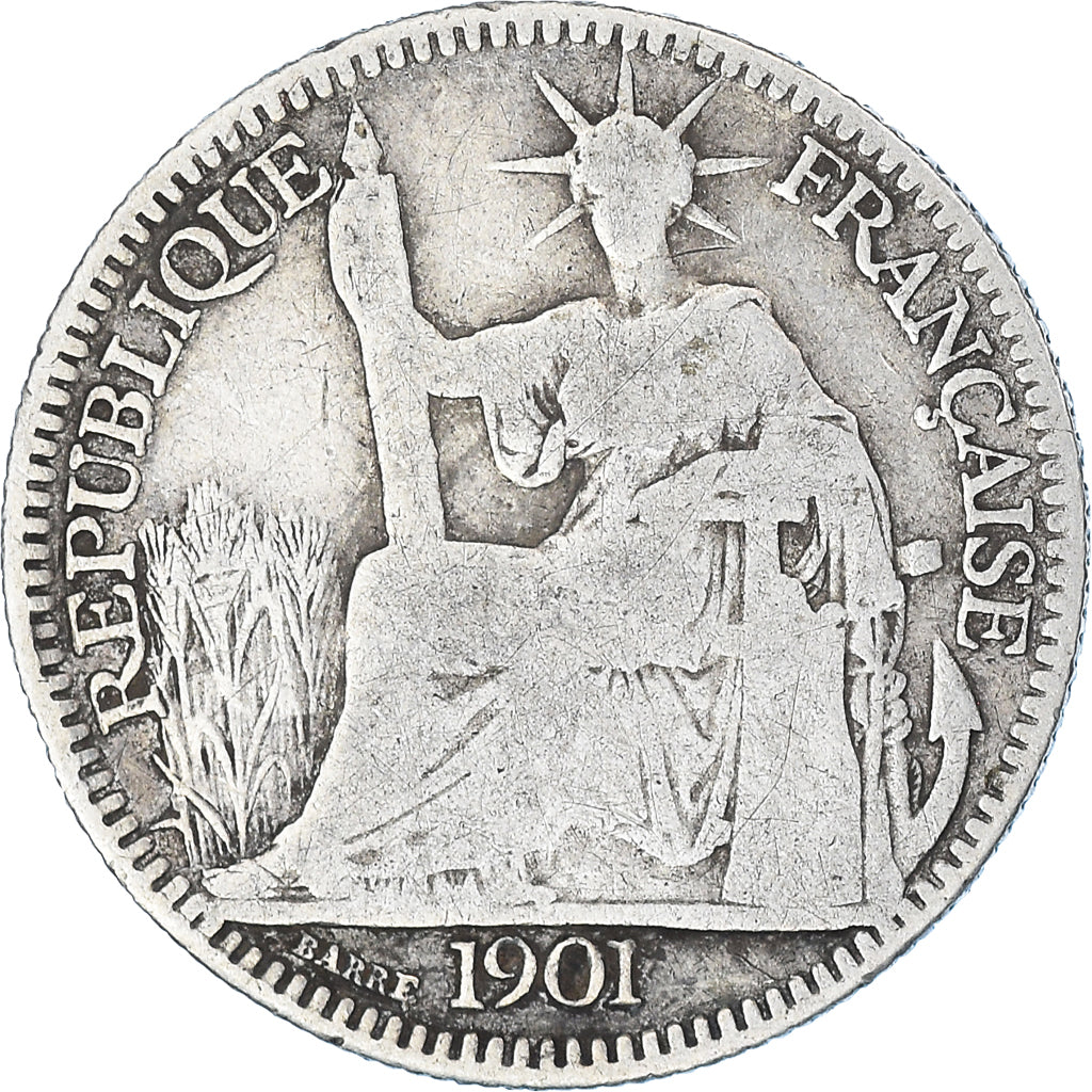 Coin, FRENCH INDO-CHINA, 10 Cents, 1901, Paris, VF(20-25), Silver, KM:9