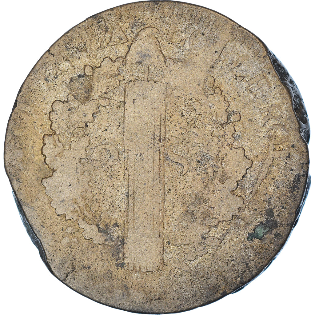 Coin, France, 2 sols françois, 2 Sols, 1793, Lille, VF(20-25), Bronze