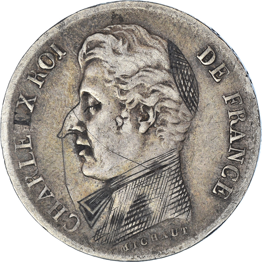 Coin, France, Charles X, SATIRICAL COINS, Franc, 1827, Lille, EF(40-45), Silver