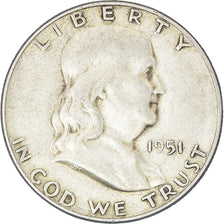 Coin, United States, Franklin Half Dollar, Half Dollar, 1951, U.S. Mint, San