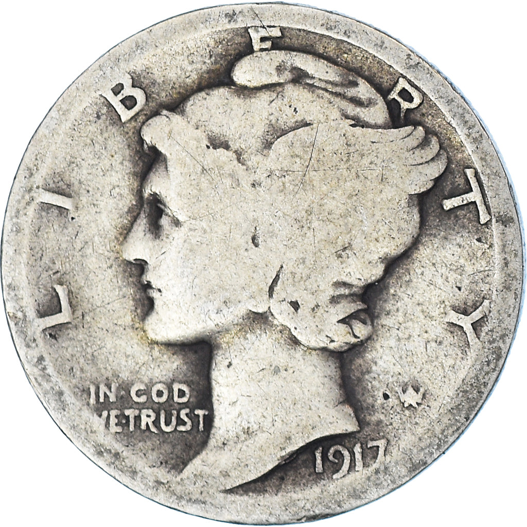 Moneta, Stati Uniti, Mercury Dime, Dime, 1917, U.S. Mint, Philadelphia, MB