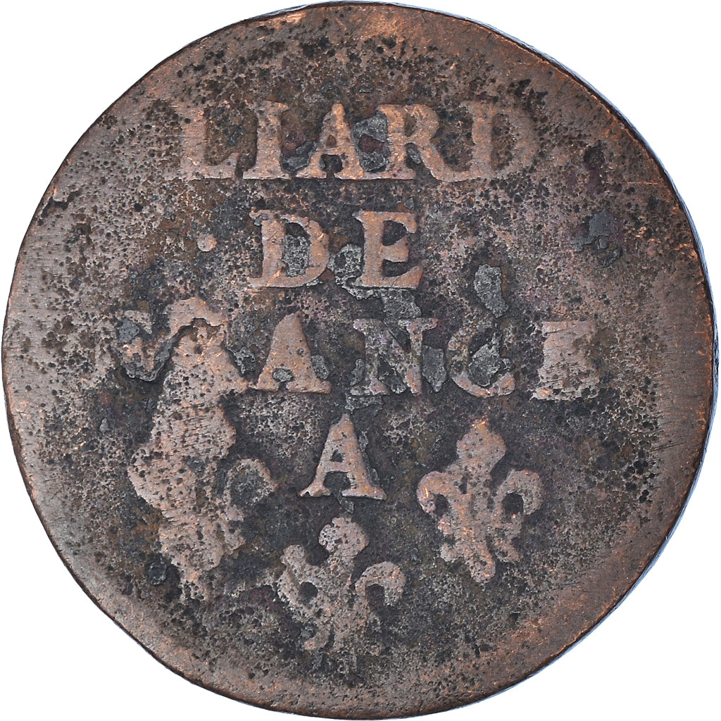 Moneta, Francja, Louis XIV, Liard de France au buste juvénile, deuxième type