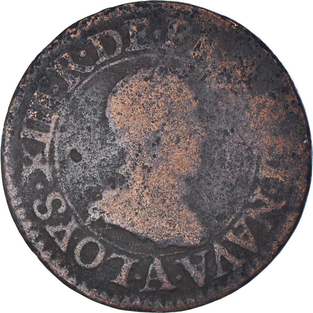 Moneda, Francia, Louis XIII, Double tournois, buste enfantin, Double Tournois