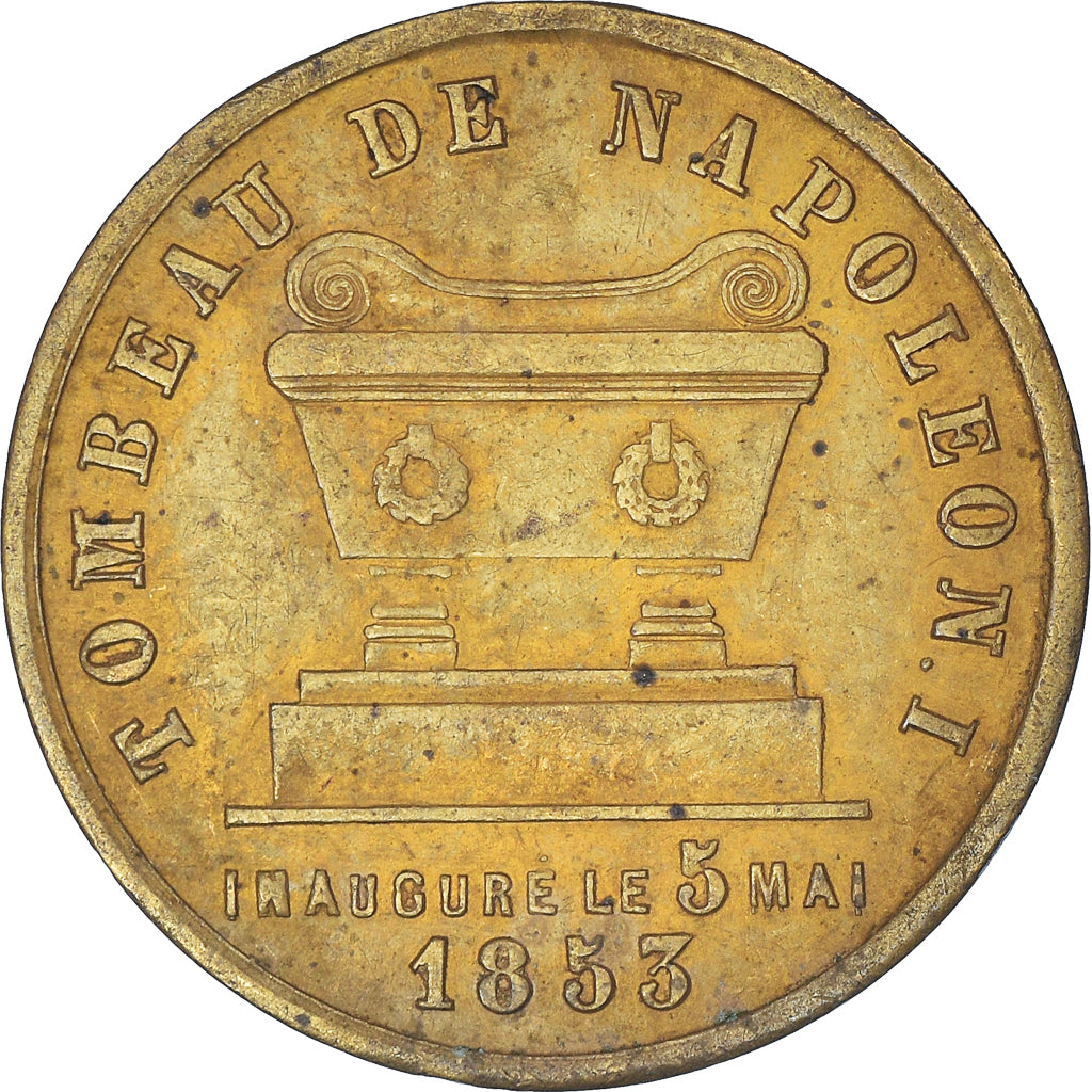France, Médaille, Inauguration du Tombeau de Napoléon Ier, 1853, TTB, Laiton
