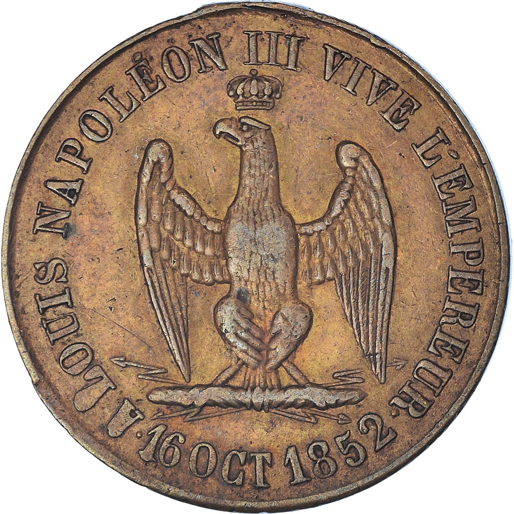 France, Médaille, Napoléon III, vive l'empereur, 1852, TTB, Laiton