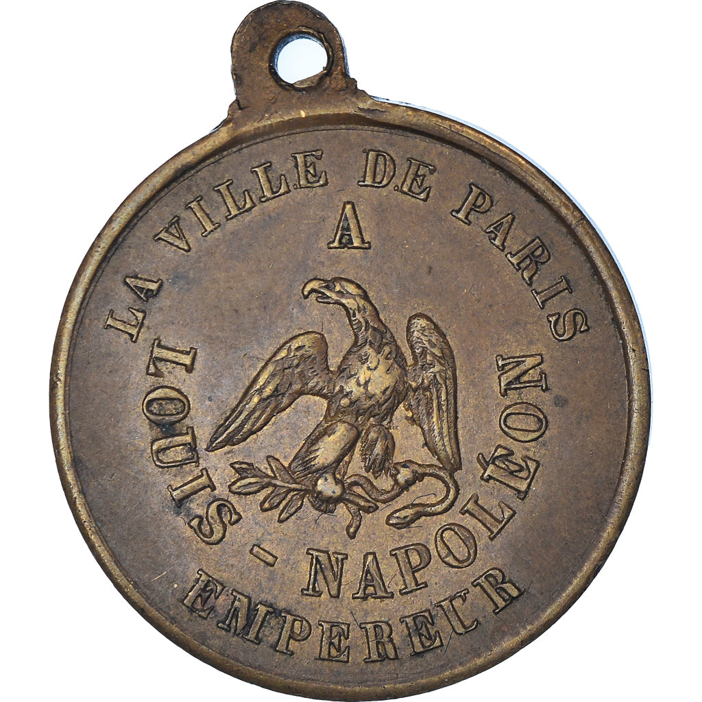 France, Médaille, La ville de Paris à Louis-Napoléon empereur, TTB, Cuivre