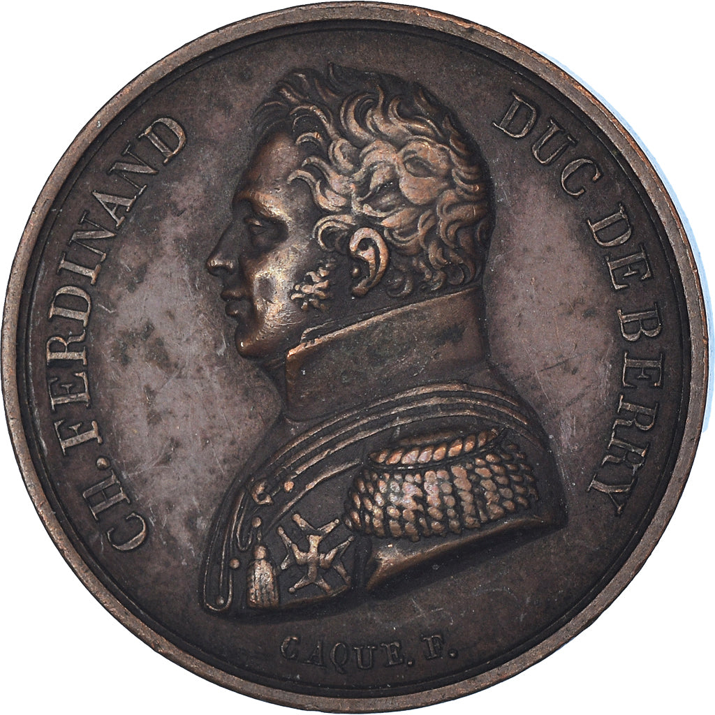 France, Medal, Mort de Charles Ferdinand, Duc de Berry, 1820, AU(50-53), Copper