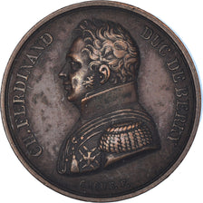 France, Medal, Mort de Charles Ferdinand, Duc de Berry, 1820, AU(50-53), Copper