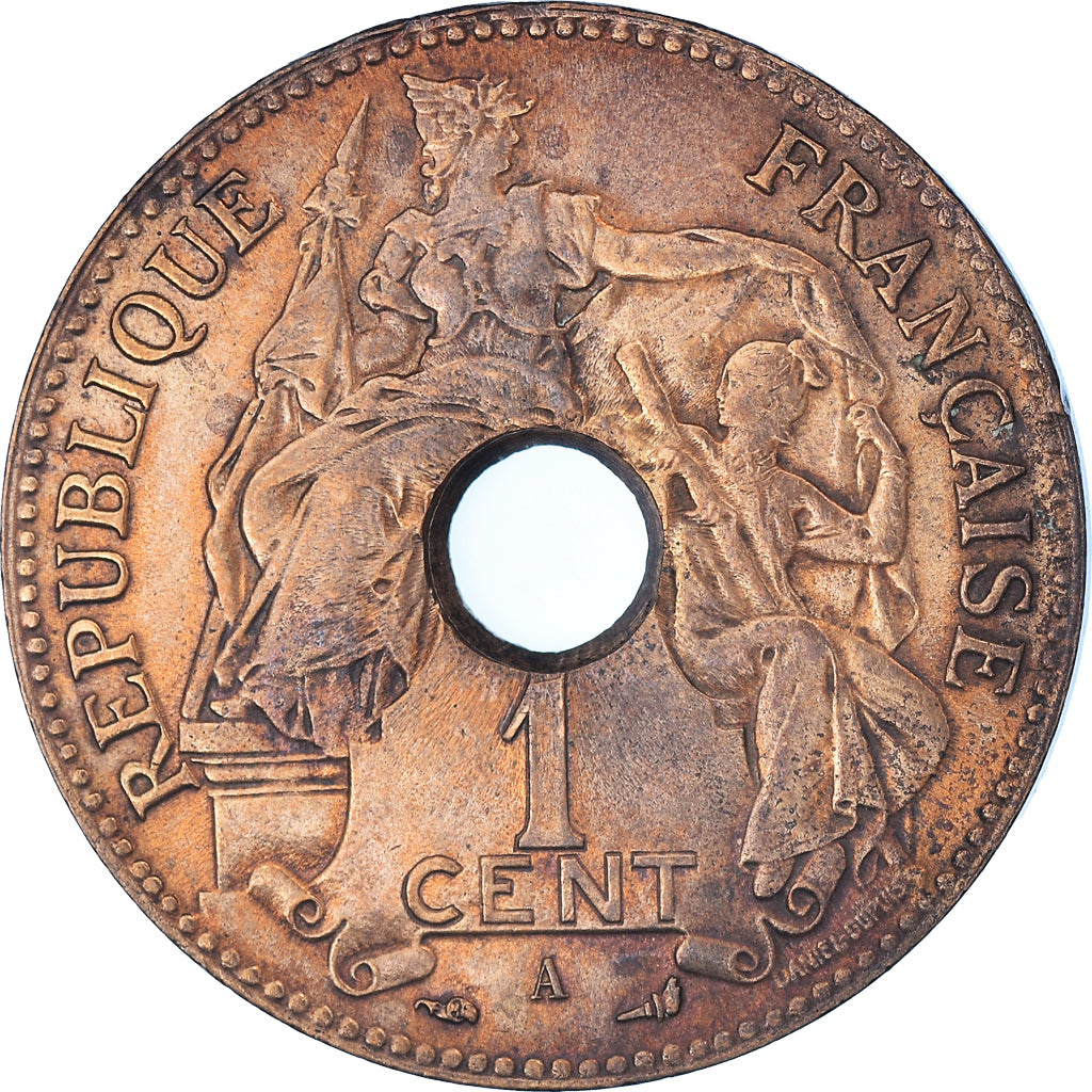 Coin, FRENCH INDO-CHINA, Cent, 1897, Paris, AU(55-58), Bronze