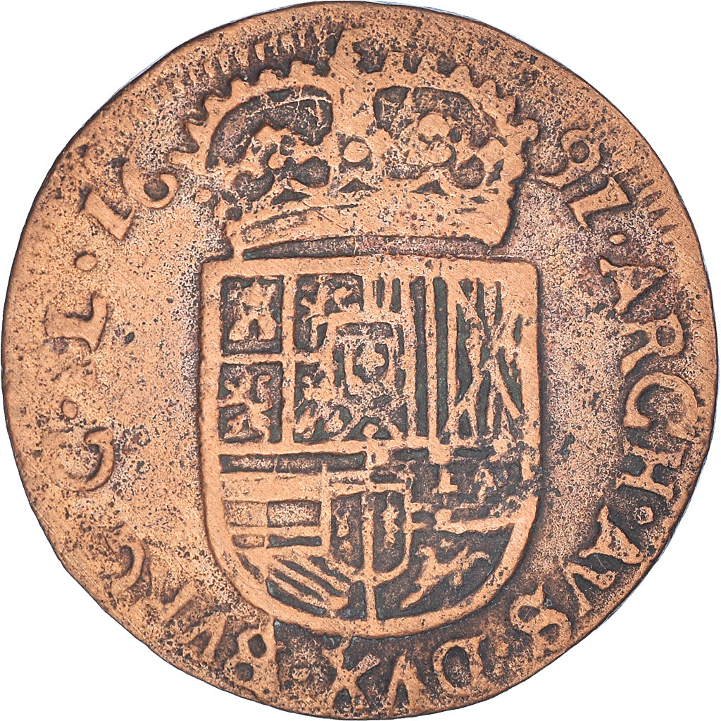 Coin, Spanish Netherlands, Flanders, Charles II, Liard, 12 Mites, 1692, Bruges