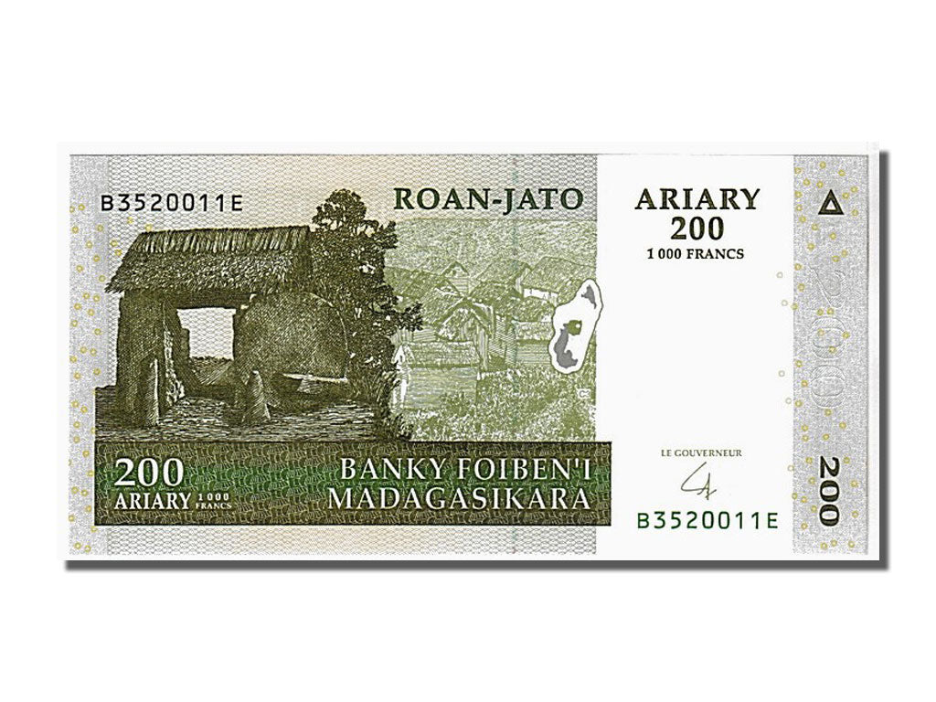 Banconote, Madagascar, 200 Ariary, 2004, FDS
