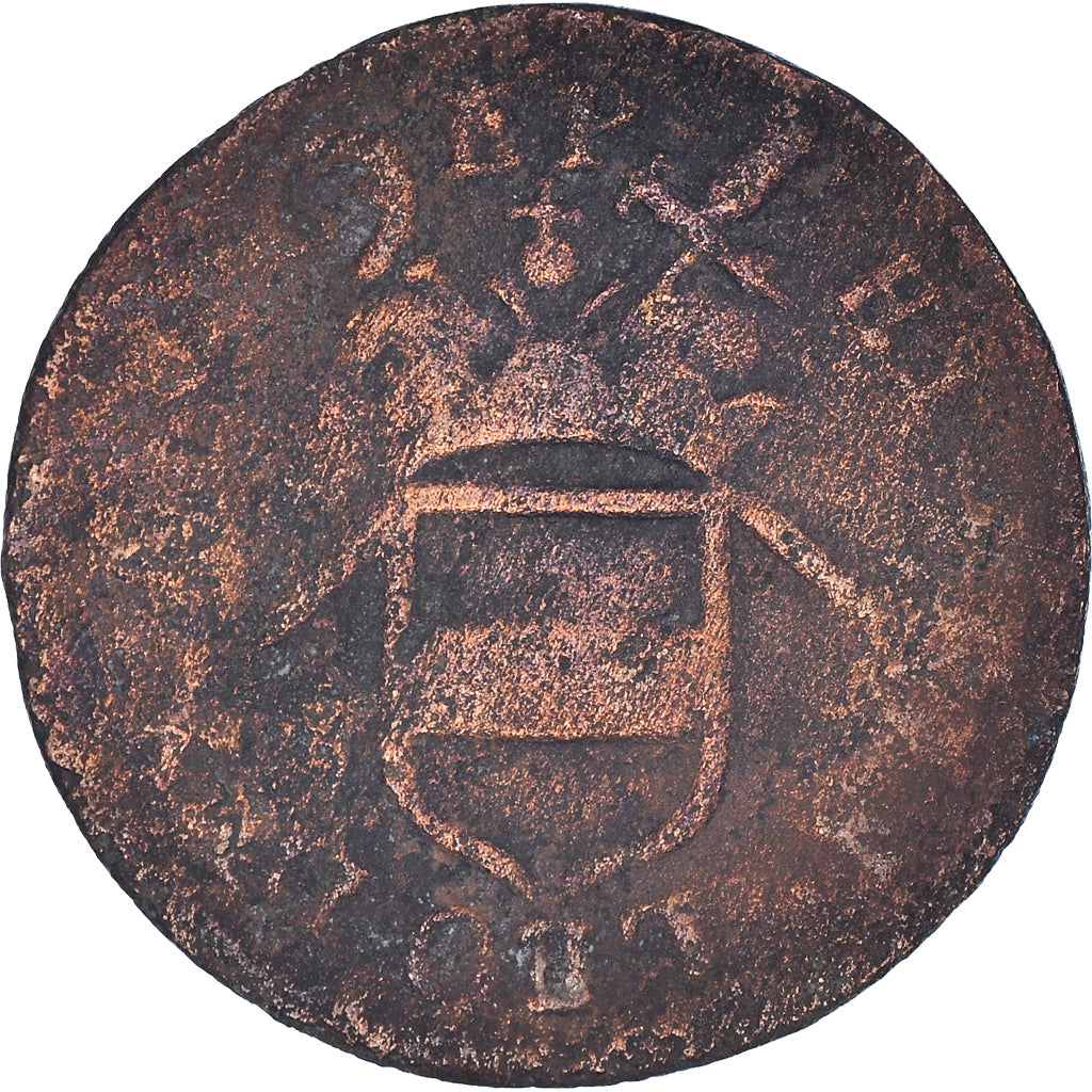 Coin, LIEGE, Maximilian Henry, Liard, Hasselt, VF(20-25), Copper, KM:73