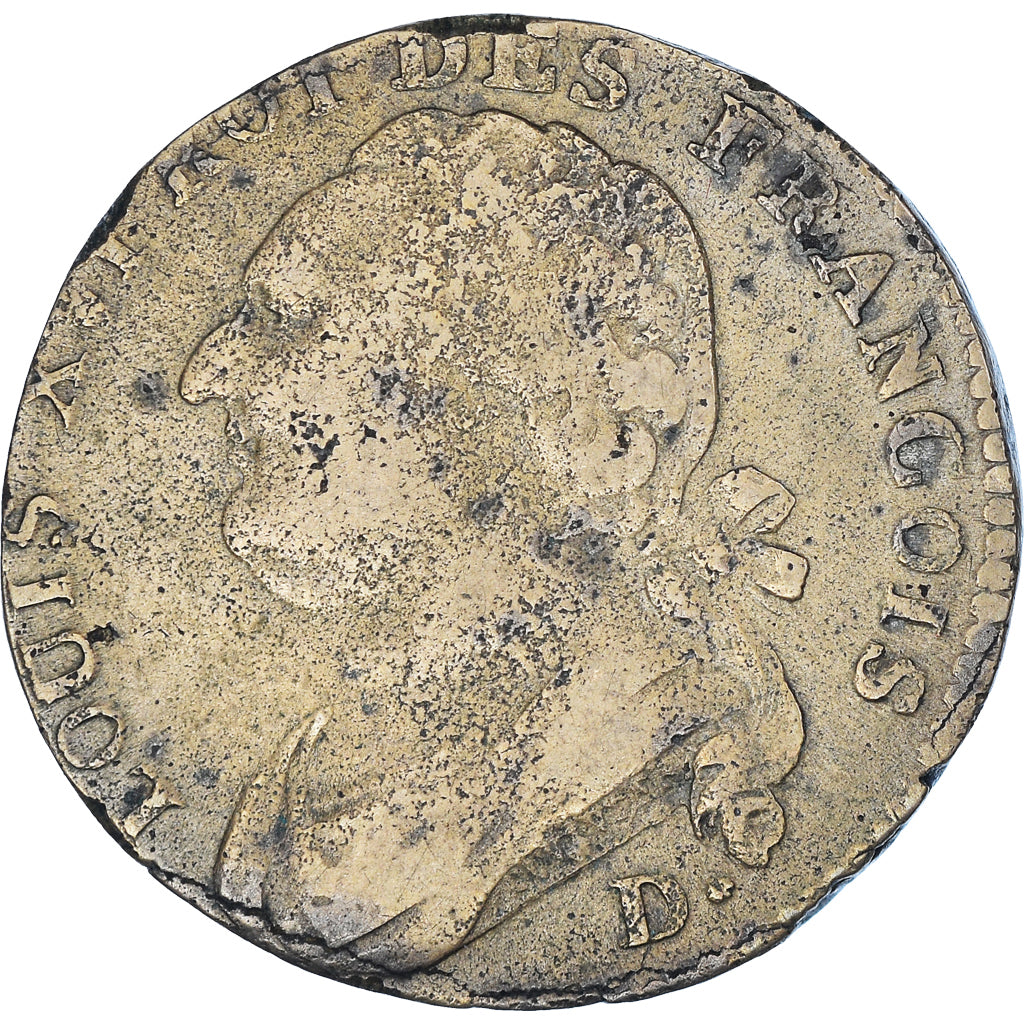 Coin, France, Louis XVI, 12 Deniers, 1793·3, Dijon, VF(30-35), Métal de