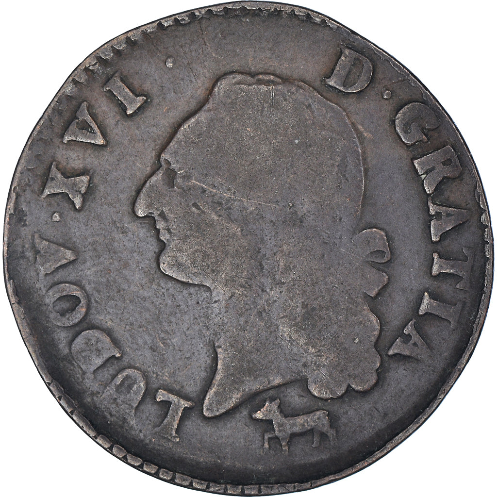 Moneta, Francja, Louis XVI, Sol ou sou, Sol, 1784, Orléans, VF(20-25), Miedź