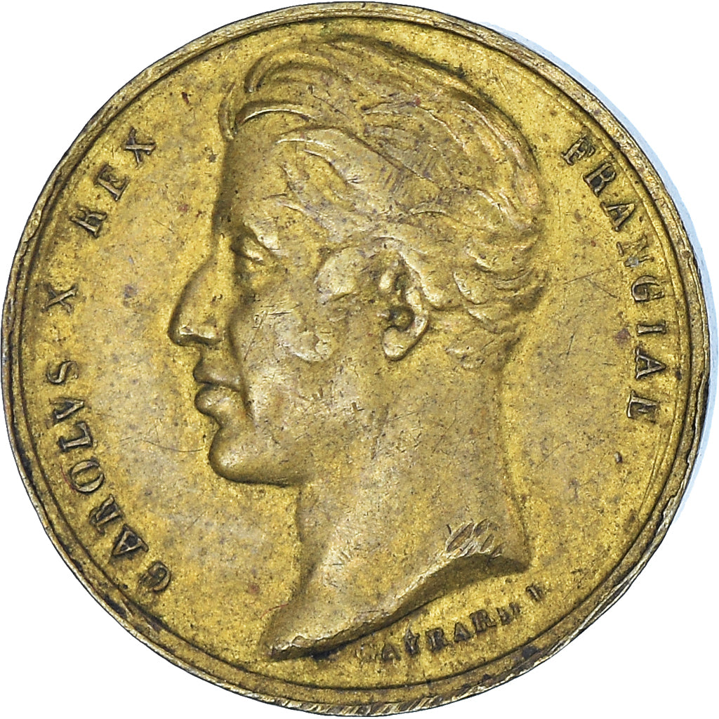 Francia, medalla, Quinaire du Sacre de Charles X à Reims, 1825, Gayrard, MBC+