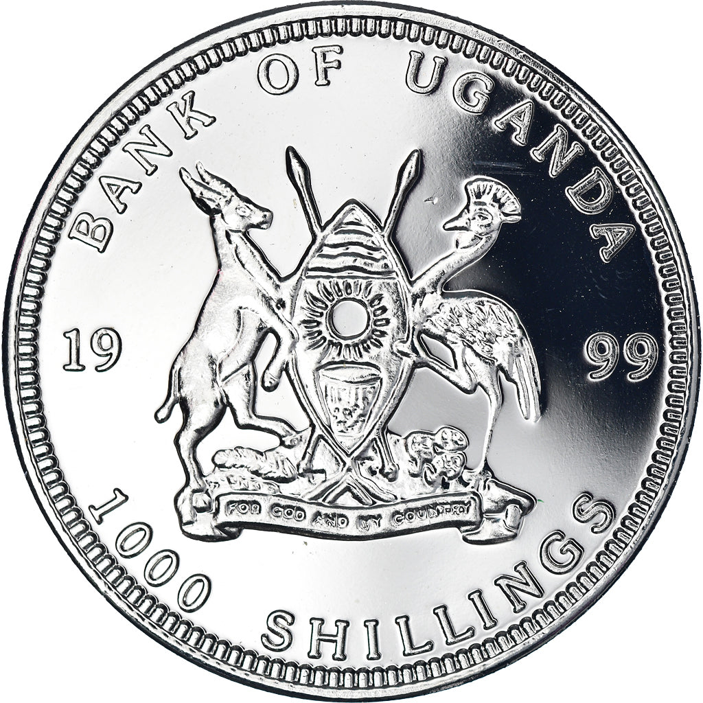 Münze, Uganda, New euro - Austria 5 cents, 1000 Shillings, 1999, STGL