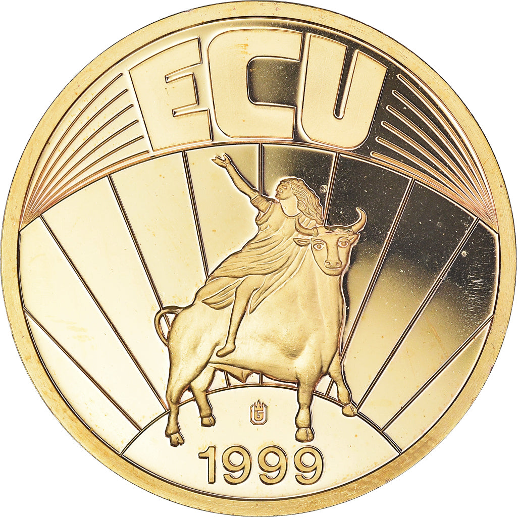 France, Token, Ecu Europa, 1999, MS(65-70), Copper Gilt