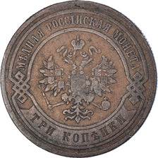 Monnaie, Russie, Nicholas II, 3 Kopeks, 1883, Saint-Petersburg, TB+, Cuivre