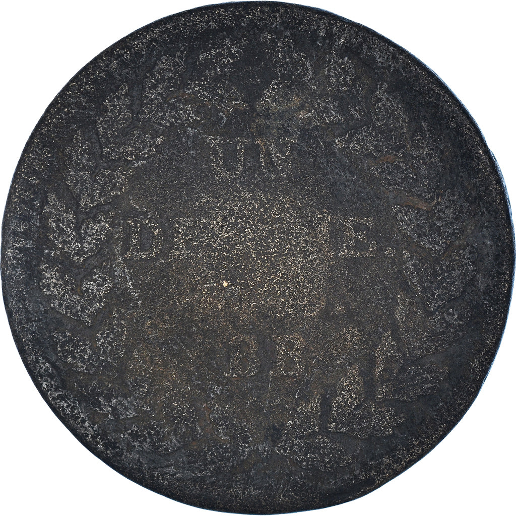 Moeda, França, Louis XVIII, Decime, 1815, Strasbourg, F(12-15), Bronze, KM:701