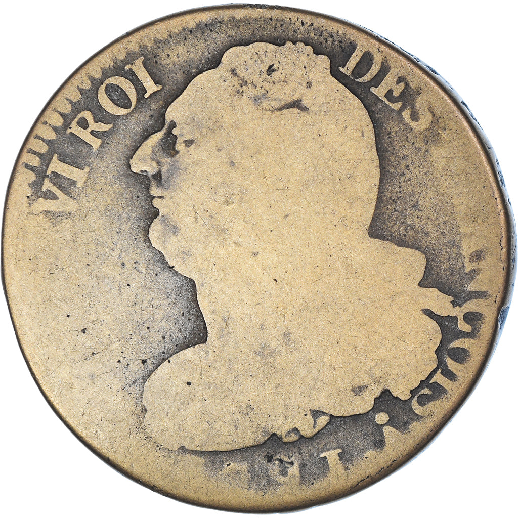 Coin, France, Louis XVI, 2 sols françois, 2 Sols, 1791 / AN 3, Paris, F(12-15)