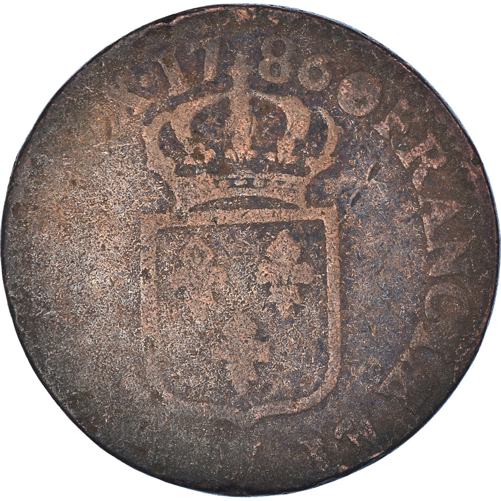 Moeda, França, Louis XVI, Sol ou sou, Sol, 1786, Bordeaux, VF(20-25), Cobre