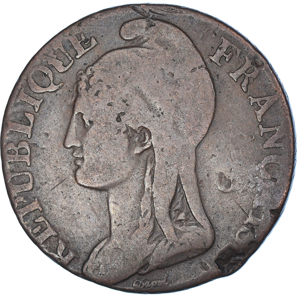 Moneta, Francia, Dupré, 5 Centimes, AN 4, Paris, MB+, Bronzo, KM:635.1