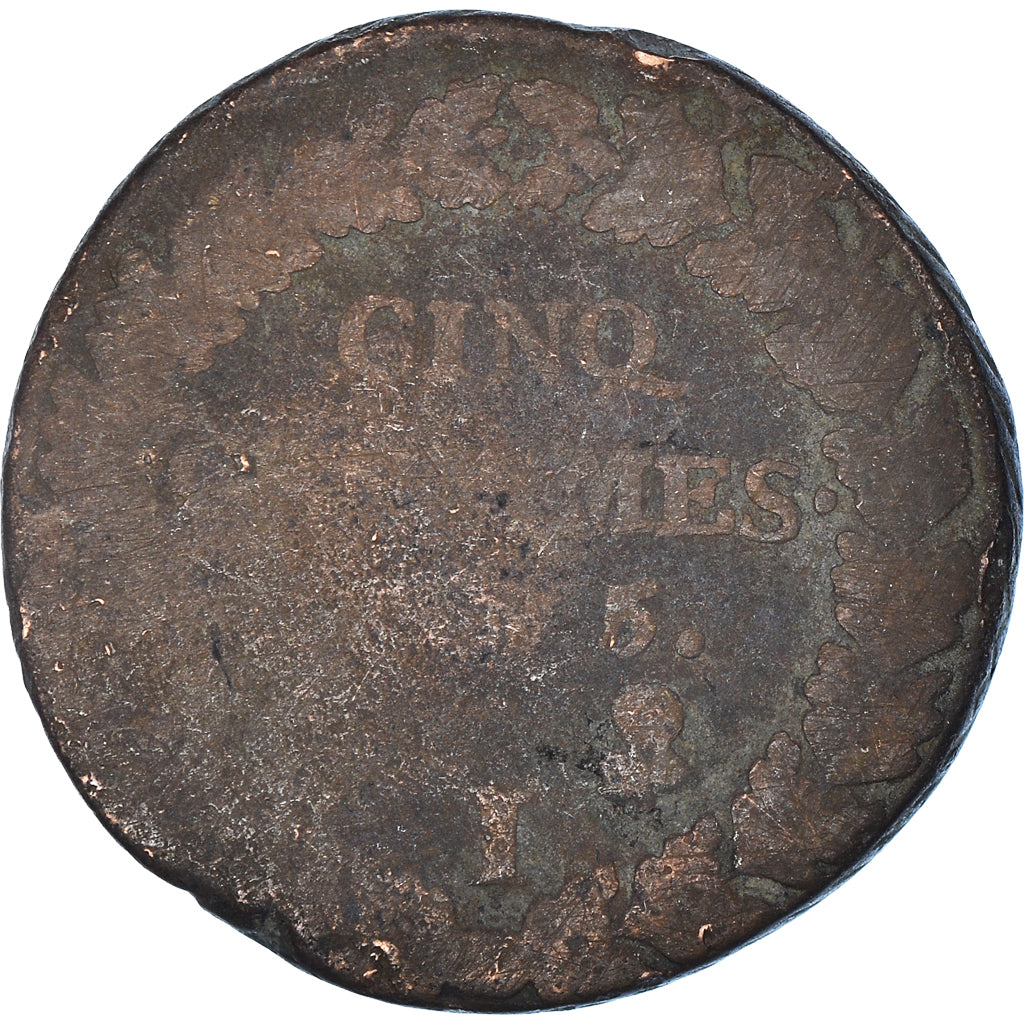 Moeda, França, Dupré, 5 Centimes, AN 5, Limoges, F(12-15), Bronze, KM:640.7