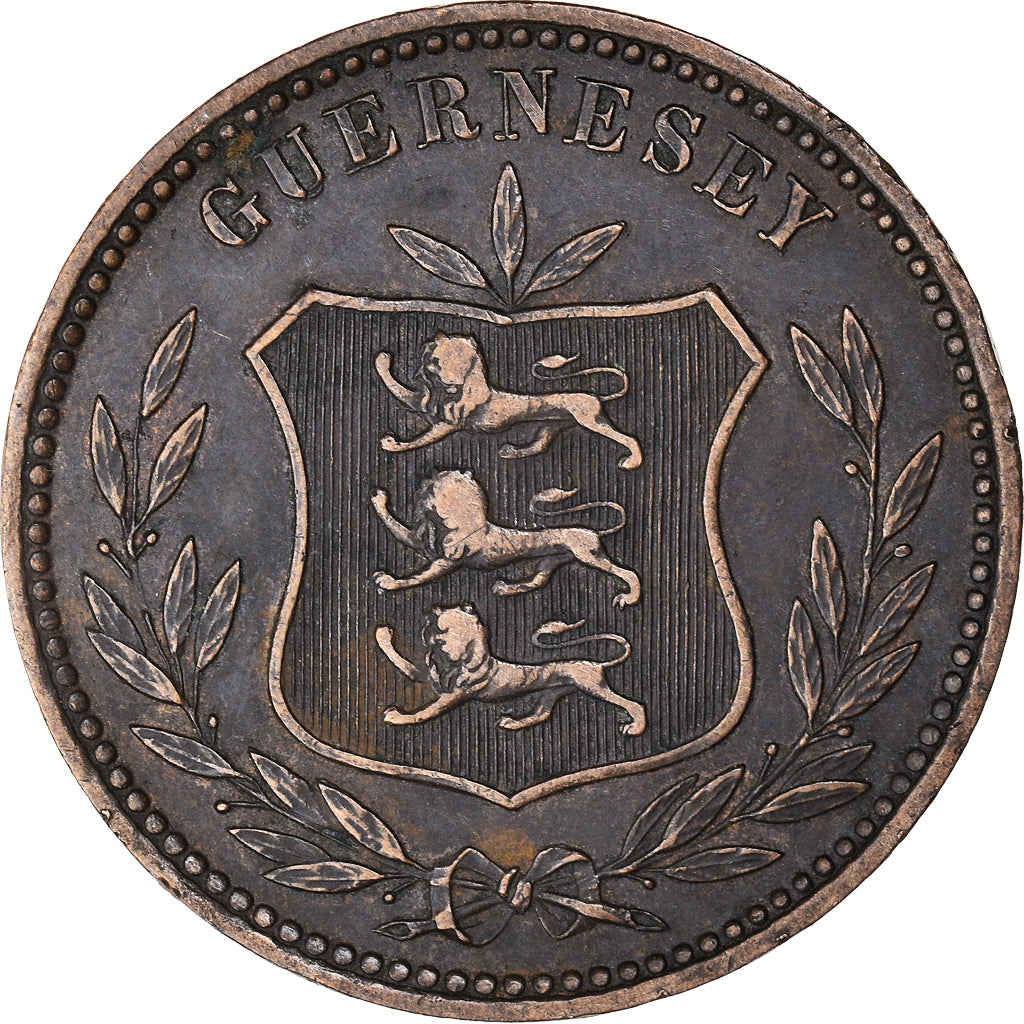 Coin, Guernsey, 8 Doubles, 1902, Heaton, Birmingham, VF(30-35), Bronze, KM:7