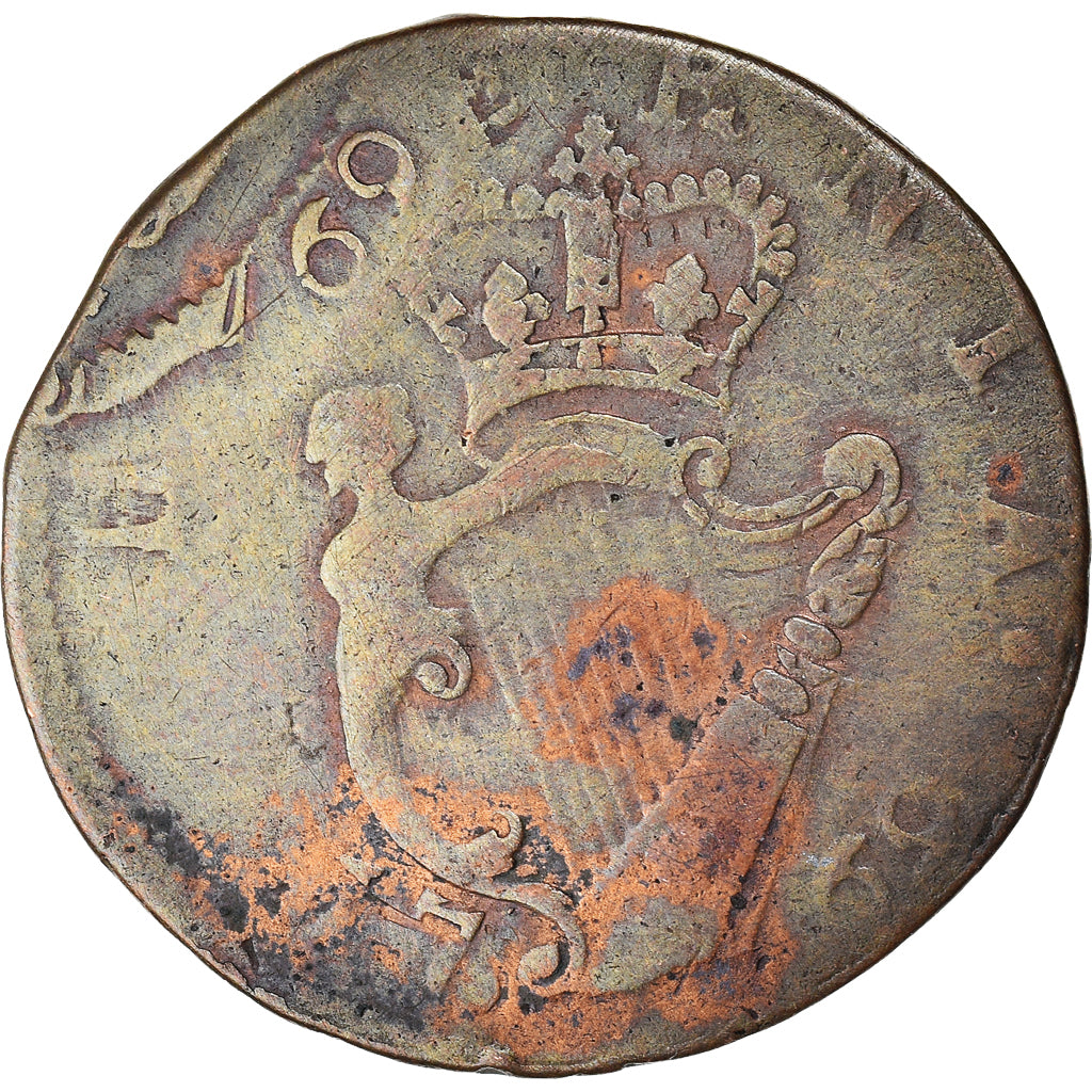 Coin, Ireland, George III, 1/2 Penny, 1769, Fautée, VF(30-35), Copper, KM:137
