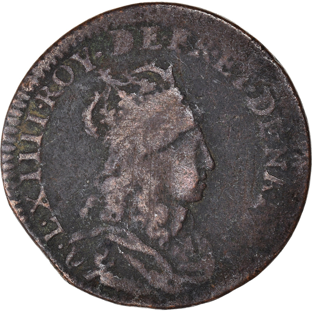 Coin, France, Louis XIV, Liard, Bordeaux, VF(20-25), Copper, Gadoury:80