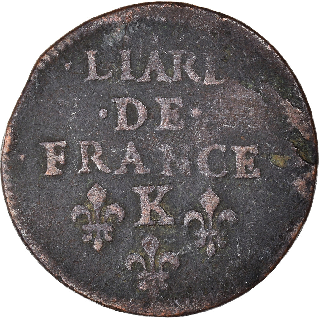 Coin, France, Louis XIV, Liard, Bordeaux, VF(20-25), Copper, Gadoury:80