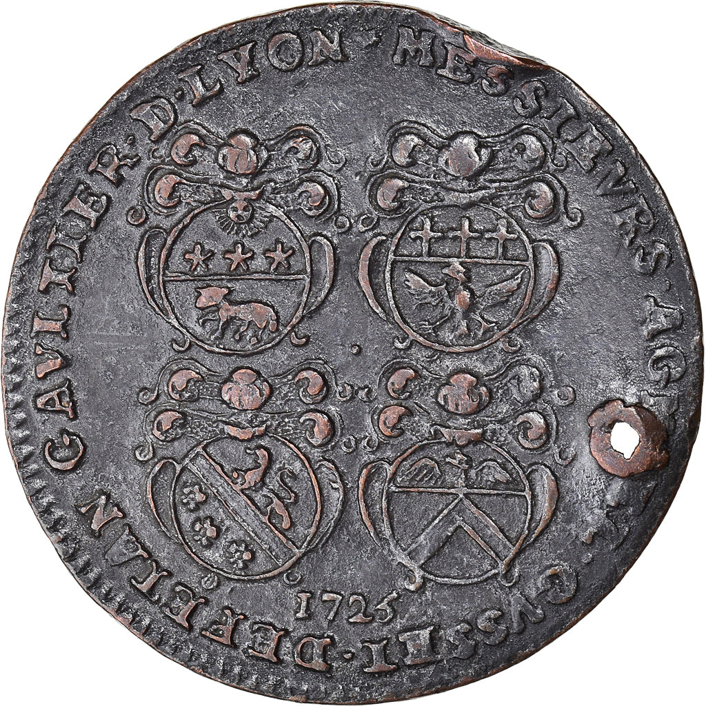 France, Jeton, Consulat de Lyon, Laurent Dugas, 1725, TTB, Cuivre