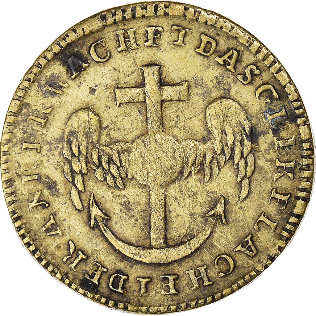 France, Jeton, Louis XVI, ancre ailée, TTB+, Laiton, Feuardent:13433