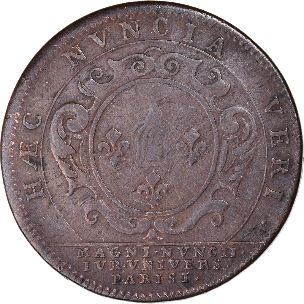 France, Token, Grands-Maitres de l'Université de Paris, 1699, VF(30-35), Copper