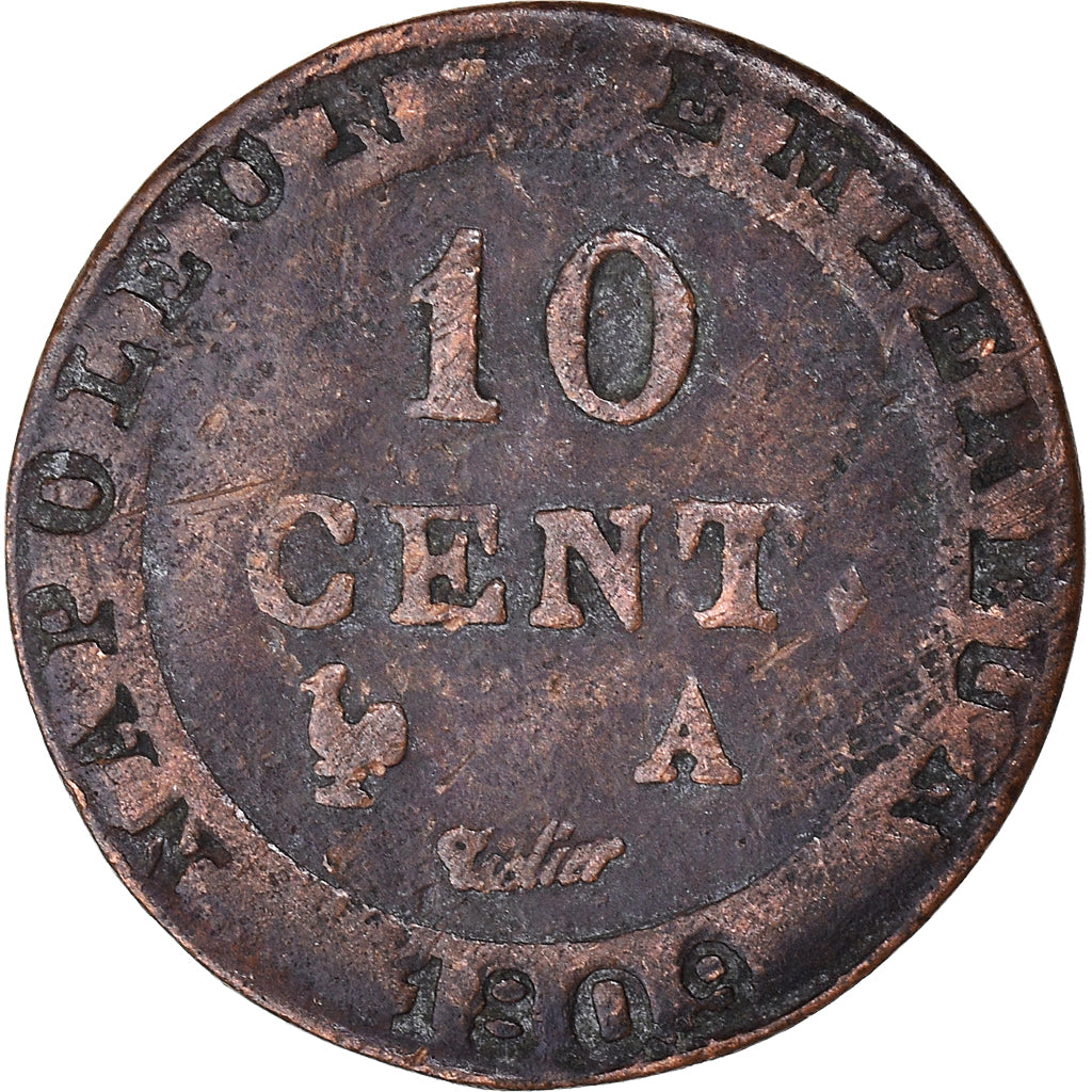 Coin, France, Napoléon I, 10 Centimes, 1809, Paris, VF(20-25), Billon