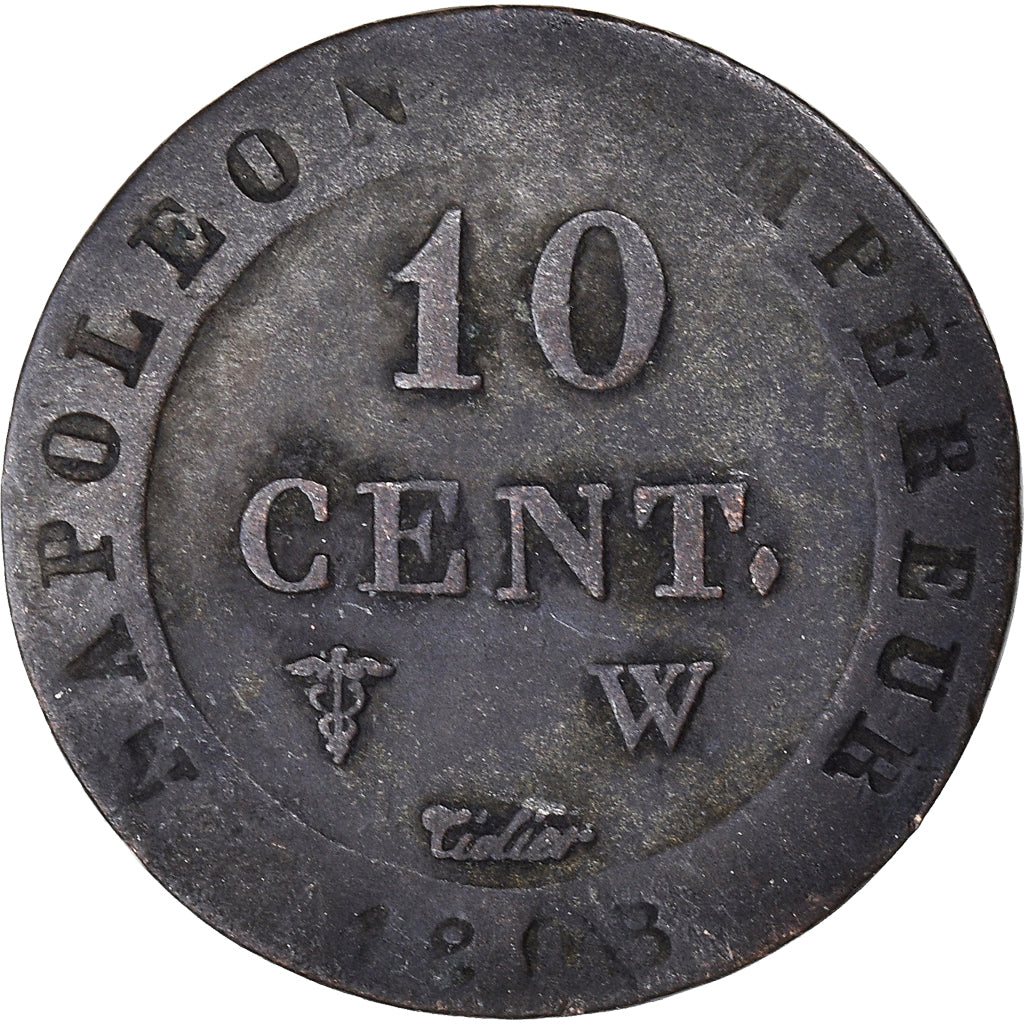 Moneta, Francia, Napoléon I, 10 Centimes, 1808, Lille, MB, Biglione, KM:676.9