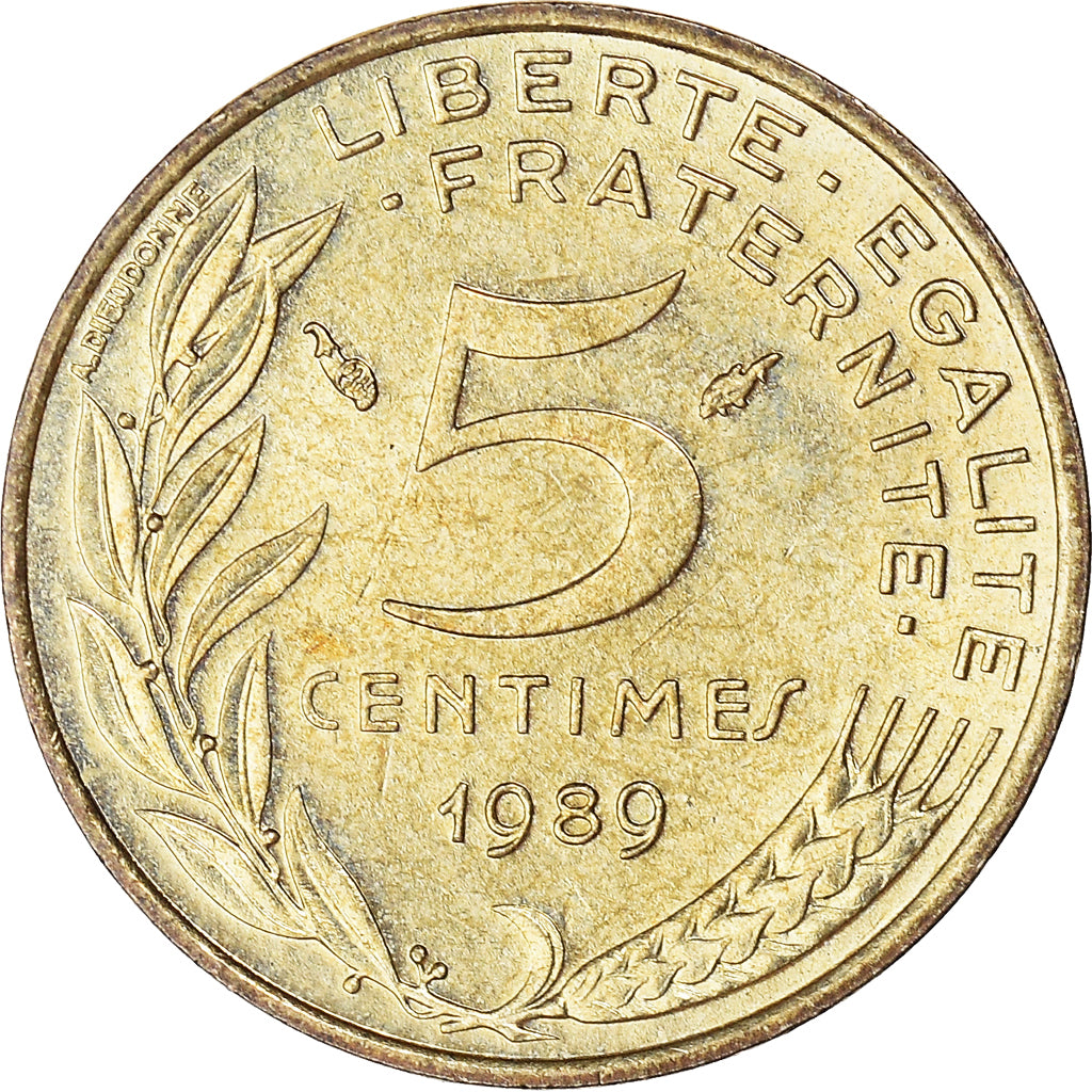 Coin, France, Marianne, 5 Centimes, 1989, Paris, AU(55-58), Aluminum-Bronze