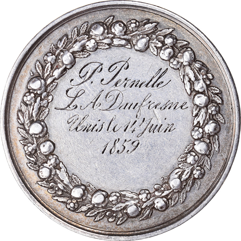 France, Medal, Médaille de mariage, 1859, EF(40-45), Silver