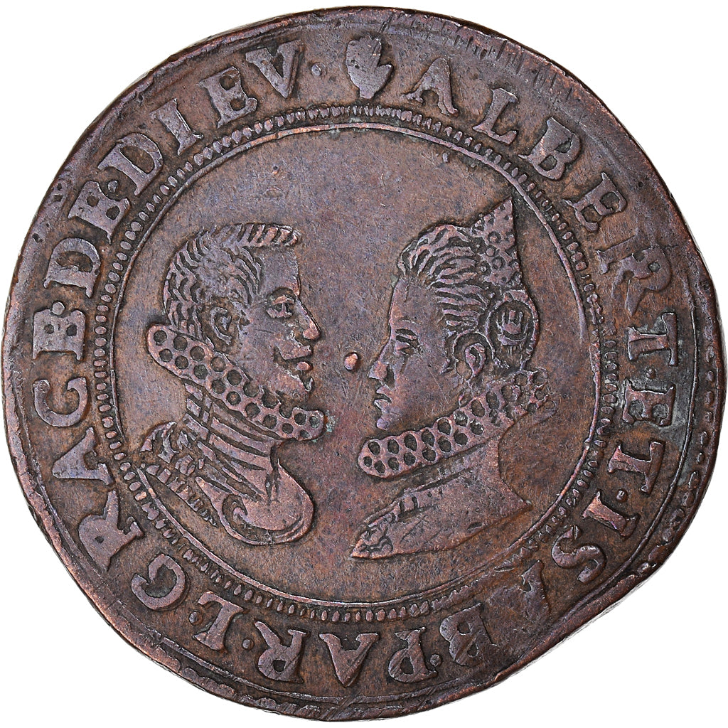 Spanish Netherlands, Token, Albert & Isabelle, auspice christo, 1601, Anvers