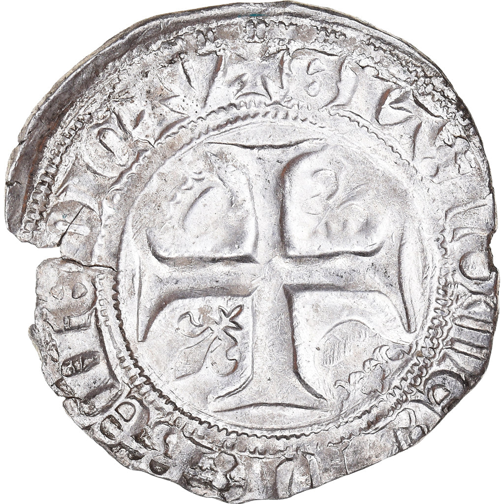 Moneda, Francia, Charles VI, Blanc Guénar, Tournai, BC+, Vellón, Duplessy:377C