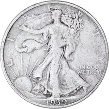 Coin, United States, Walking Liberty Half Dollar, Half Dollar, 1939, U.S. Mint